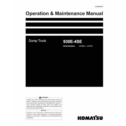 Manuel d'utilisation et d'entretien du camion à benne basculante Komatsu 930E-4SE - Komatsu manuels