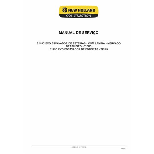 Manuel d'entretien de la pelle New Holland E145C EVO Tier 3 au format PDF - New Holland Construction manuels - NH-48024950-SM-PT