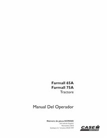 Manuel d'utilisation du tracteur Case Farmall 65A, 75A au format PDF - Case IH manuels - CASE-84390585-OM-ES