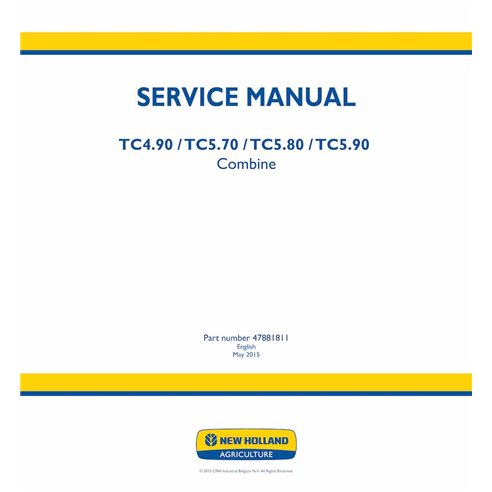 NH-47881811-SM Manual de servicio en formato PDF de las cosechadoras New Holland TC4.90, TC5.90, TX4.90 y TX5.90