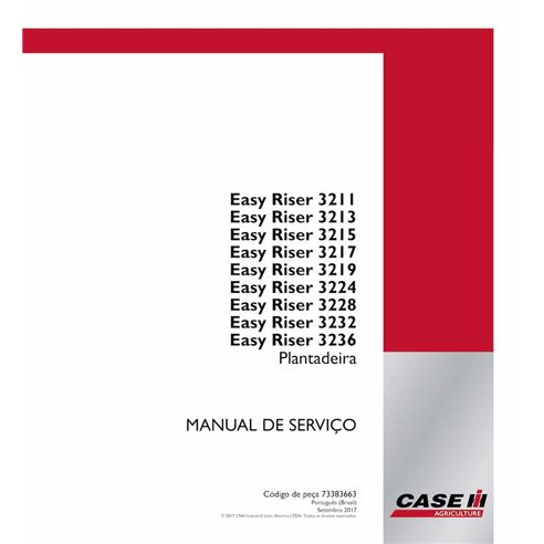 Manual de serviço em pdf da plantadeira Case Easy Riser 3211, 3213, 3215, 3217, 3219, 3224, 3228, 3232, 3236 PT - Case IH man...