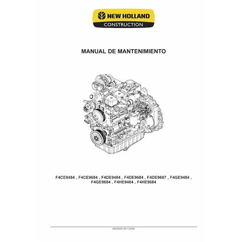 Manual de servicio en formato PDF de los motores New Holland F4CE9484, F4CE9684, F4DE9484, F4DE9684, F4DE9687, F4GE9484, - Ne...