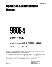 Manual de operación y mantenimiento del camión volquete Komatsu 980E-4 - Komatsu manuales