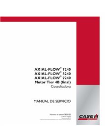 Manual de serviço em PDF da colheitadeira Case Axial-Flow 7240, 8240, 9240 Tier 4B ES - Case IH manuais - CASE-47800122-SM-ES