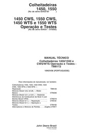 TM8112-PT Manual técnico completo da colheitadeira John Deere 1550 WTS, 1450 CWS, 1550 CWS, 1450 WTS, 1550 (TM8112)