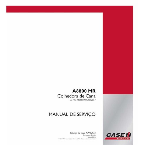 Case A8800 MR sugar cane harvester pdf service manual PT - Case IH manuals - CASE-47905432-SM-PT