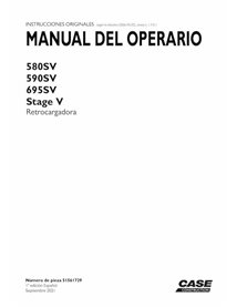 Manual do operador em PDF da retroescavadeira Case 580SV, 590SV, 695SV Stage V ES - Case manuais - CASE-51561729-OM-ES