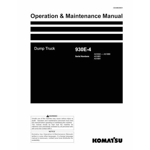 Manuel d'utilisation et d'entretien du camion benne Komatsu 930E-4 - Komatsu manuels