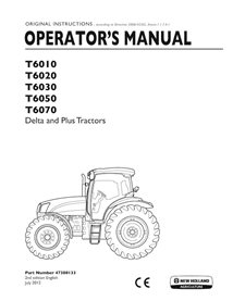 Manual del operador del tractor New Holland T6010, T6020, T6030, T6050, T6070 en formato pdf - New Holand Agricultura manuale...