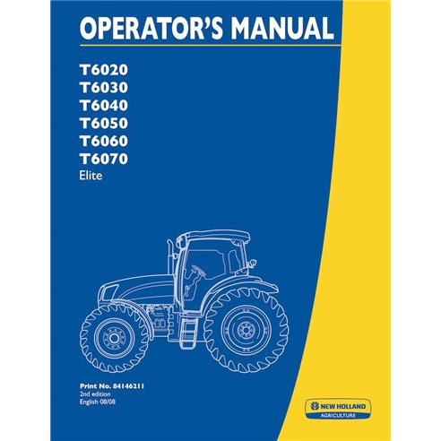 NH-84146211-OM New Holland T6020, T6030, T6040, T6050, T6060, T6070 tractor pdf operator's manual