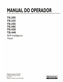 Manual do operador do trator New Holland T8.295, T8.325, T8.355, T8.385, T8.430, T8.440 PLM Intelligence em PDF PT - New Holl...