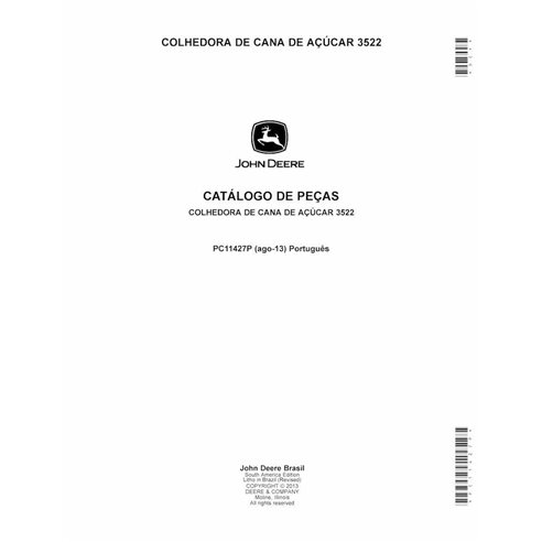 Catálogo de peças em pdf da colhedora de cana-de-açúcar John Deere 3522 PT - John Deere manuais - JD-PC11427P