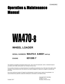 Manuel d'utilisation et d'entretien de la chargeuse sur pneus Komatsu WA470-8 - Komatsu manuels - KOMATSU-CEAM029502