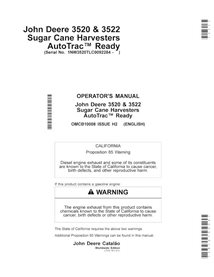 JD-OMCB10008 John Deere 3520, 3522 (2011-, Issue H2) sugar cane harvester operator's manual (OMCB10008)