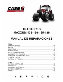 Manuel d'entretien du tracteur Case Maxxum 135, 150, 165, 180 au format PDF - Case IH manuels - CASE-73403961-SM-ES