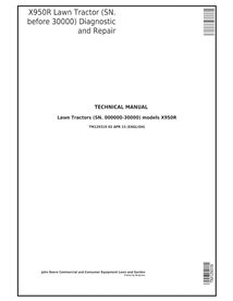 Manual de diagnóstico e reparo do trator de gramado John Deere X950R em PDF - John Deere manuais - JD-TM129319-EN