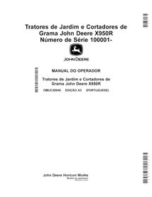 Manuel d'utilisation du tracteur à gazon John Deere X950R au format PDF PT - John Deere manuels - JD-OMUC29546-PT