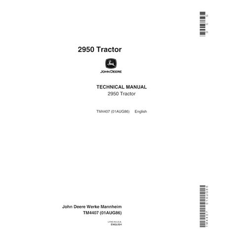 TM4407 John Deere 2950 tractor pdf technical manual