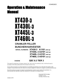 Komatsu XT430-3, XT430L-3, XT445L-3, XT460L-3 harvester operation & maintenance manual - Komatsu manuals