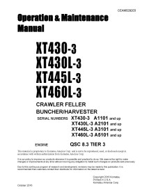 Manual de operación y mantenimiento de las cosechadoras Komatsu XT430-3, XT430L-3, XT445L-3, XT460L-3 - Komatsu manuales - KO...