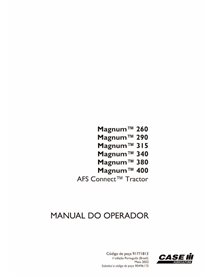 Manual del operador del tractor Case Magnum 260, 290, 315, 340, 380, 400 AFS Connect PT - Case IH manuales - CASE-91771813-OM-PT