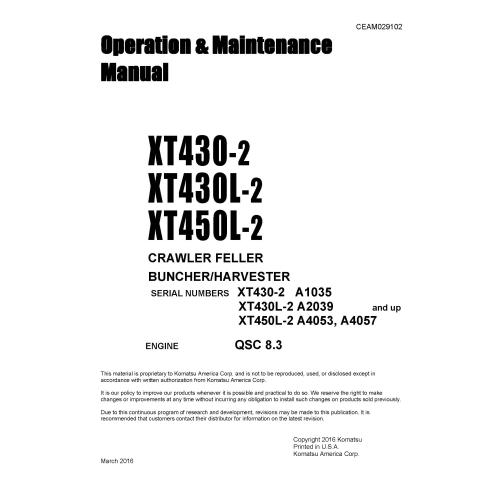 Manual de operação e manutenção do harvester Komatsu XT430-2, XT430L-2, XT450L-2 - Komatsu manuais - KOMATSU-CEAM029102