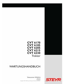 Manual de serviço em pdf do trator Steyr 6170, 6185, 6205, 6215, 6230 CVT DE - Steyr manuais - STEYR-47524316-SM-DE