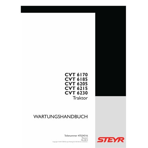 Manual de serviço em pdf do trator Steyr 6170, 6185, 6205, 6215, 6230 CVT DE - Steyr manuais - STEYR-47524316-SM-DE