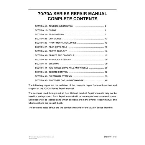 Manual de servicio en formato PDF del tractor New Holland 8670, 8770, 8870, 8970 /A Edición 2002 - New Holand Agricultura man...