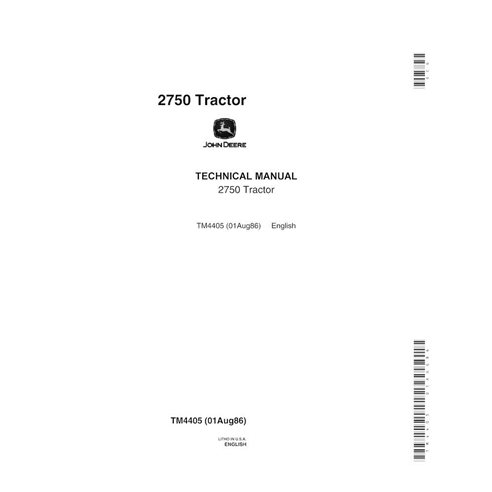 Manual técnico em PDF do trator John Deere 2750 - tudo incluso - John Deere manuais - JD-TM4405-EN