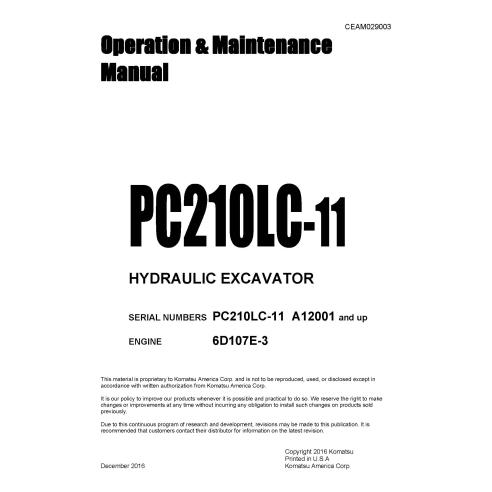 Manual de operação e manutenção da escavadeira Komatsu PC210LC-11 - Komatsu manuais - KOMATSU-CEAM029003