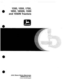 TM4437 John Deere 1350, 1550, 1750, 850, 1850N, 1950 and 1950N tractor pdf technical manual - all inclusive
