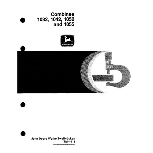 Manual técnico en pdf de las cosechadoras John Deere 1032, 1042, 1052 y 1055 - Todo incluido - John Deere manuales - JD-TM441...