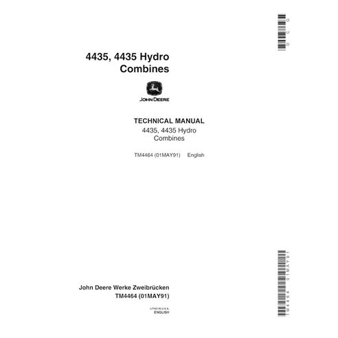 John Deere 4435, 4435 Hydro combine manual técnico em pdf - tudo incluso - John Deere manuais - JD-TM4464-EN