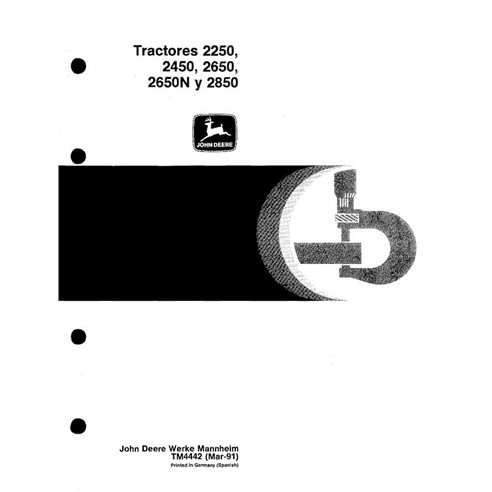 Manual técnico em PDF do trator John Deere 2250, 2450, 2650, 2650N e 2850 - tudo incluído ES - John Deere manuais - JD-TM4442-ES