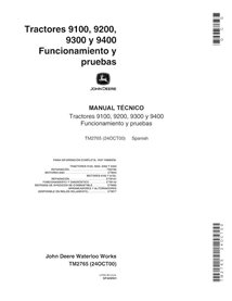 John Deere 9100, 9200, 9300, 9400 tractor pdf technical manual ES - John Deere manuals - JD-TM2765-ES