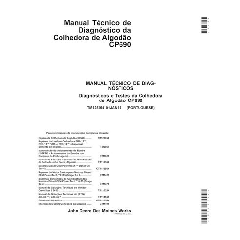 Manual de reparación en formato PDF de la cosechadora de algodón John Deere CP690 - John Deere manuales - JD-TM125154-PT