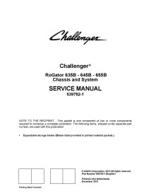 Manuel d'entretien du pulvérisateur automoteur Challenger RoGator 635B, 645B, 655B - Challenger manuels - CHAL-639782-1