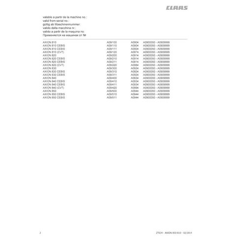 CLA-001335881-PC Catálogo de peças em pdf do trator Claas Axion 810-850