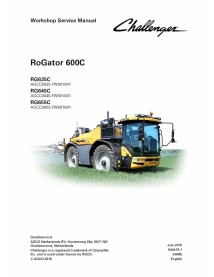 Manual de serviço de oficina do pulverizador automotor Challenger RoGator RG635C, RG645C, RG655C - Challenger manuais