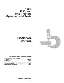TM1459 John Deere 4055, 4255, 4455 tractor operation and test technical manual (TM1459)