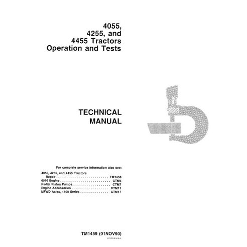 Manual técnico de operação e teste do trator John Deere 4055, 4255, 4455 em pdf - John Deere manuais - JD-TM1459-EN