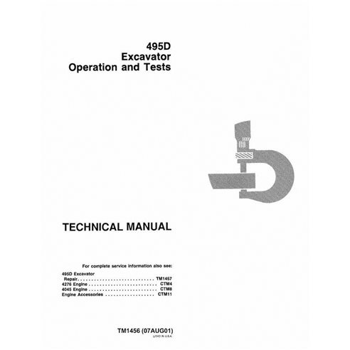 Manual técnico de funcionamiento y pruebas de la excavadora John Deere 495D en formato PDF - John Deere manuales - JD-TM1456-EN