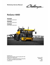Manual de servicio del taller del pulverizador autopropulsado Challenger RoGator RG635D, RG645D, RG655D - Challenger manuales