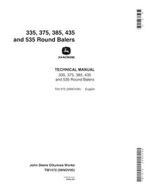 John Deere 335, 375, 385, 435, 535 baler pdf technical manual  - John Deere manuals - JD-TM1472-EN