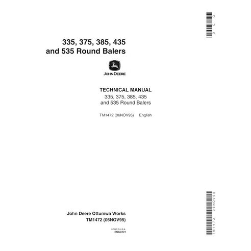 Manuel technique PDF de la presse à balles John Deere 335, 375, 385, 435, 535 - John Deere manuels - JD-TM1472-EN