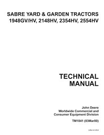 Manuel technique PDF des tracteurs John Deere 1948GV/HV, 2148HV, 2354HV, 2554HV - John Deere manuels - JD-TM1841-EN