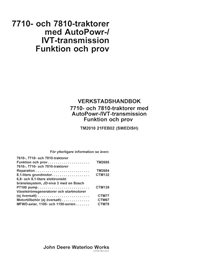 TM2010-SV John Deere 7710, 7810 tractor operation and test technical manual SV (TM2010)