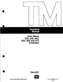 John Deere 925, 935, 945, 955, 965, 975 colheitadeira manual técnico em pdf - John Deere manuais - JD-TM4307-EN