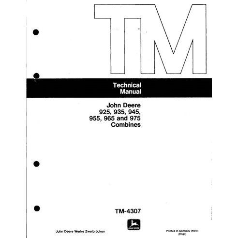 John Deere 925, 935, 945, 955, 965, 975 combine pdf technical manual  - John Deere manuals - JD-TM4307-EN